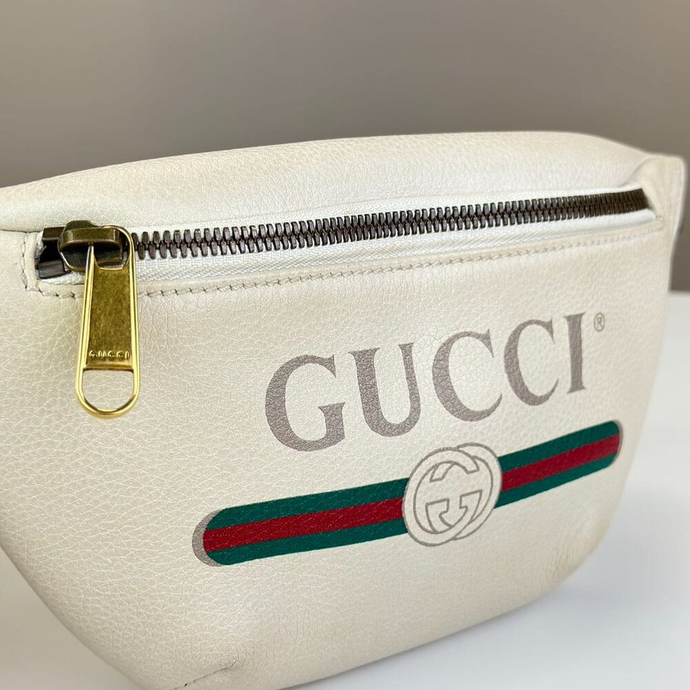 Gucci White Leather Gucci Printed Bum Bag Shoulder Bag - Picture 6 of 8